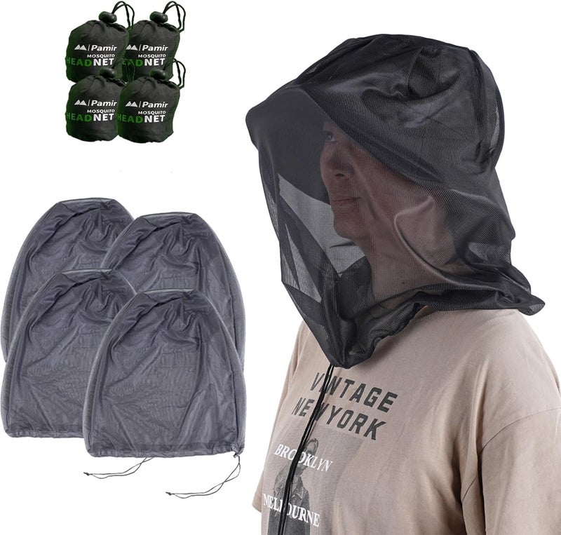 Pamir 4pack Mosquito Head Net Mesh, Bug Net for Head, Hats with Netting for Men Women,Insect Shield Face Mask Cover for Camping, Hiking, Fishing, Gardening - Image 1
